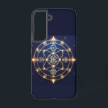 Divine Radiance – 5: Illuminated Universal Energy Samsung Galaxy Hülle<br><div class="desc">Divine Radiance – 5 is a visual prayer in golden symmetry — a masterpiece woven with cosmic light. The design reimagines the Shree Yantra, glowing like a portal of divine frequency against a deep cosmic blue. It whispers the story of creation — where energy flows, consciousness blooms, and silence becomes...</div>