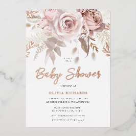 Divine Rose Gold Blush Bloral Baby Dusche Folieneinladung