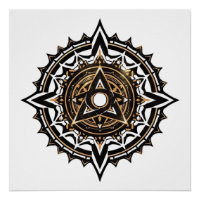 Divine Sacred Mandala - Black & Gold Trishul