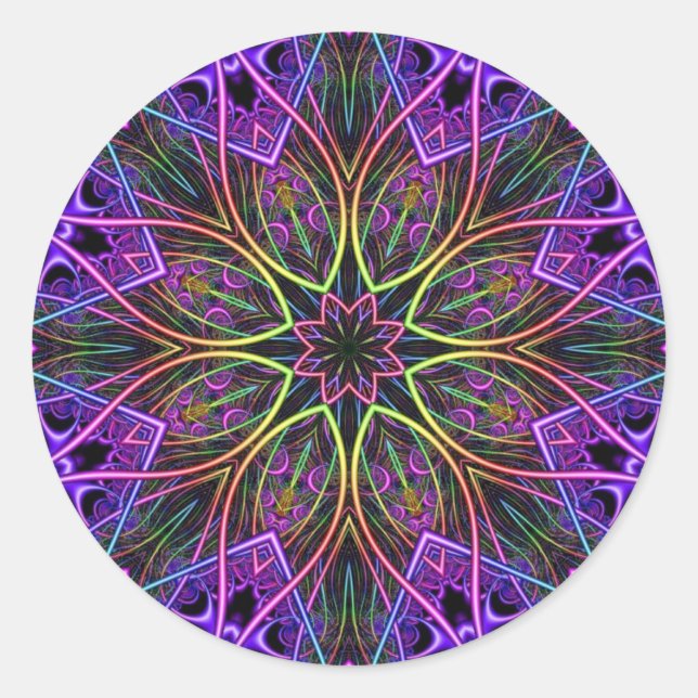 Divine Spark Kaleidoscope Mandala Runder Aufkleber (Vorderseite)