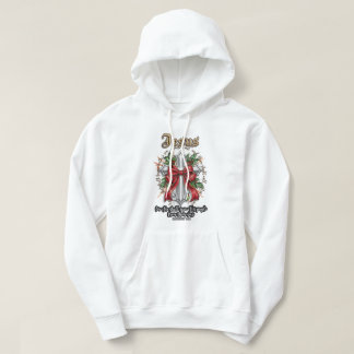 Divine Urban Edge: 3D Graffiti Platinum Cross Hoodie