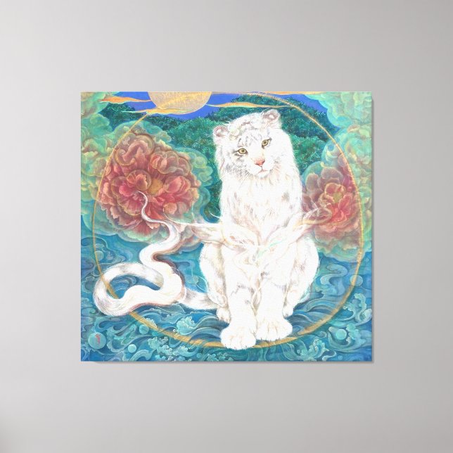 Divine White Tiger of the Moonlit Ring Leinwanddruck (Vorderseite)