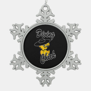 Diving Chick #4 Schneeflocken Zinn-Ornament