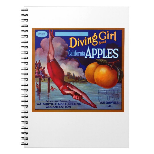 Diving Girl Äpfel Notizblock (Vorderseite)