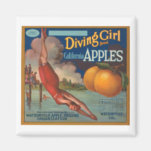 Diving Girl Brand California Apfel Fruchtkäse La  Magnet