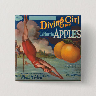 Diving Girl California Button
