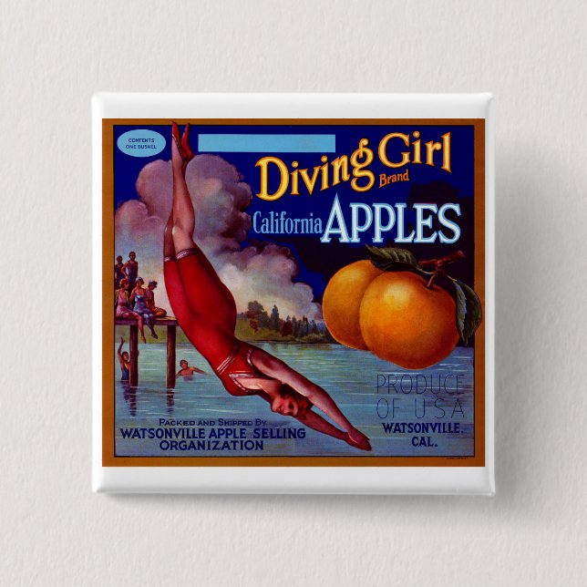 Diving Girl California Button (Vorderseite)