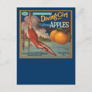 Diving Girl California Postkarte