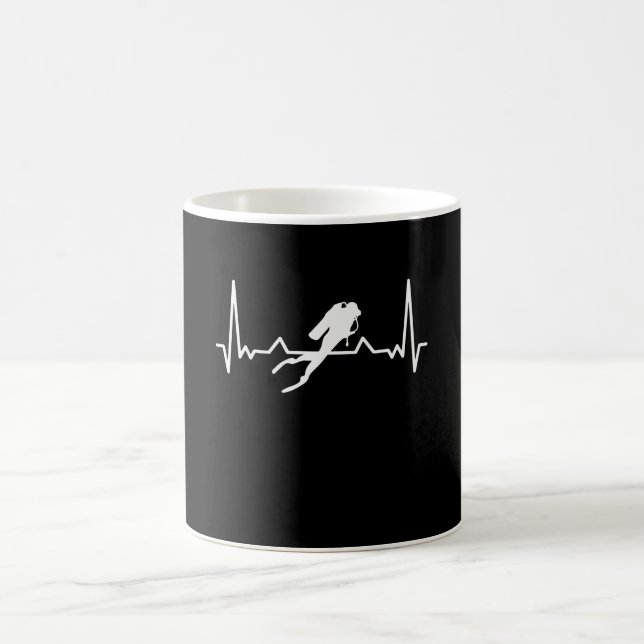 Diving Heartbeat Sea Dive Gift for Diver Kaffeetasse (Mittel)
