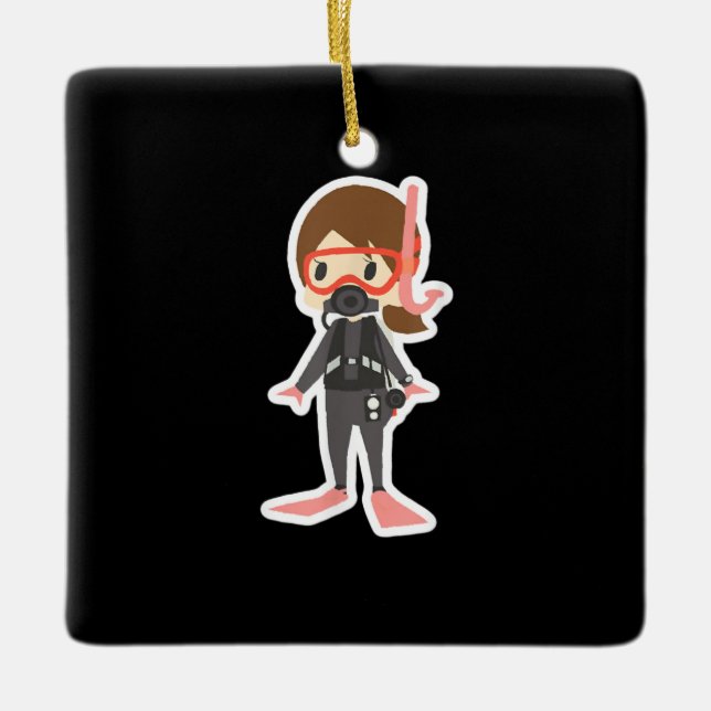 Diving I Love Snorkeling Swimming Girl Kids Keramikornament (Vorderseite)
