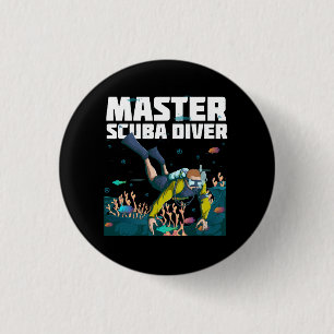 Diving Master Scuba Diver Down Dive Adventure Ocea Button