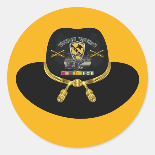 Division Cavalry Vietnam Veteran Runder Aufkleber (Vorderseite)