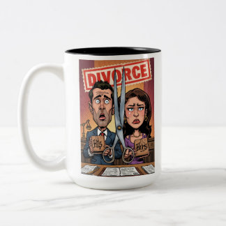 Divorce Announcement on Mug Zweifarbige Tasse