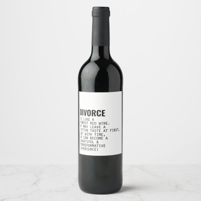 Divorce est comme un Étiquette de vin drôle de vin (Devant)