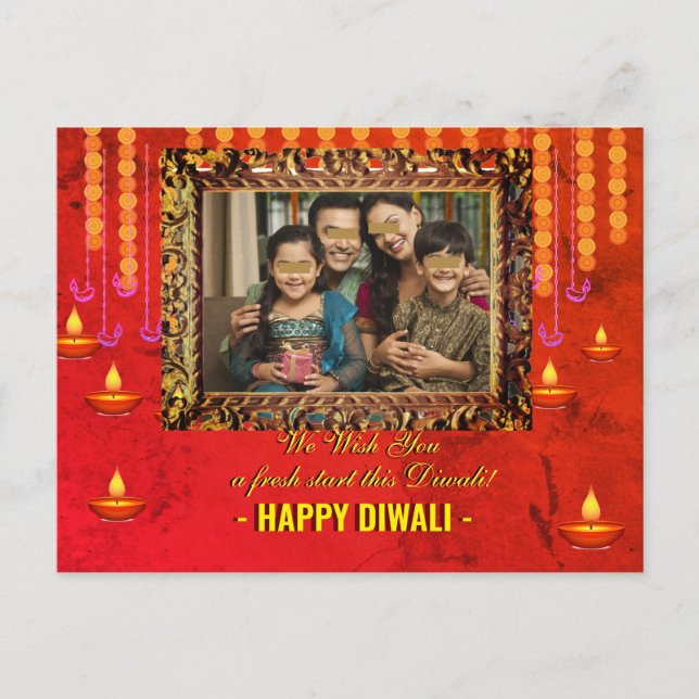 Diwali begrüßt traditionelle Fotokarte Postkarte (Vorderseite)