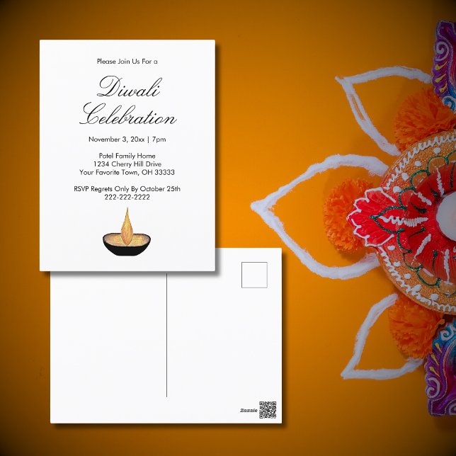 Diwali Celebration Diya Invitation Carte postale (Créateur téléchargé)