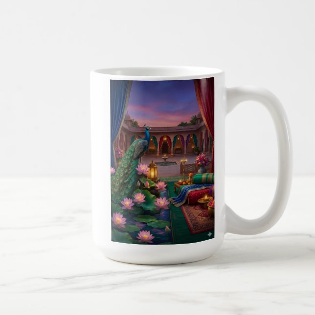Diwali Deepavali Peacock Green Coffee Mug Kaffeetasse (Rechts)