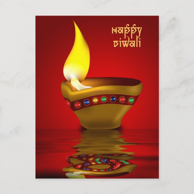 Diwali Diya - Oil lamp Illustration Postkarte (Vorderseite)
