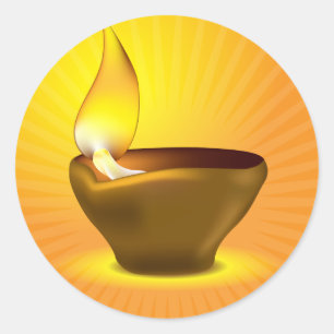 Diwali Diya - Öllampe für dipawali Feier Runder Aufkleber