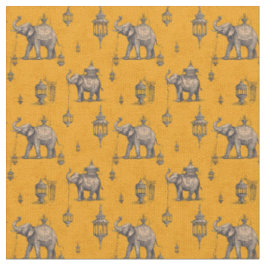 Diwali Elephant in Golden Field Toile de Jouy  Stoff