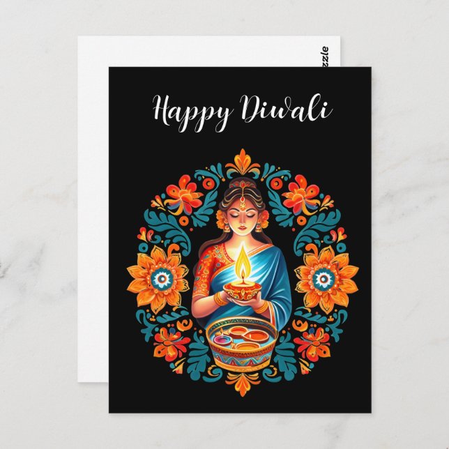 Diwali-Feier Postkarte (Vorne/Hinten)