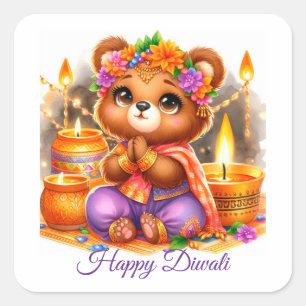 Diwali feiern quadratischer aufkleber