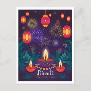 Diwali Festival der Lichter Vintage Postkarte