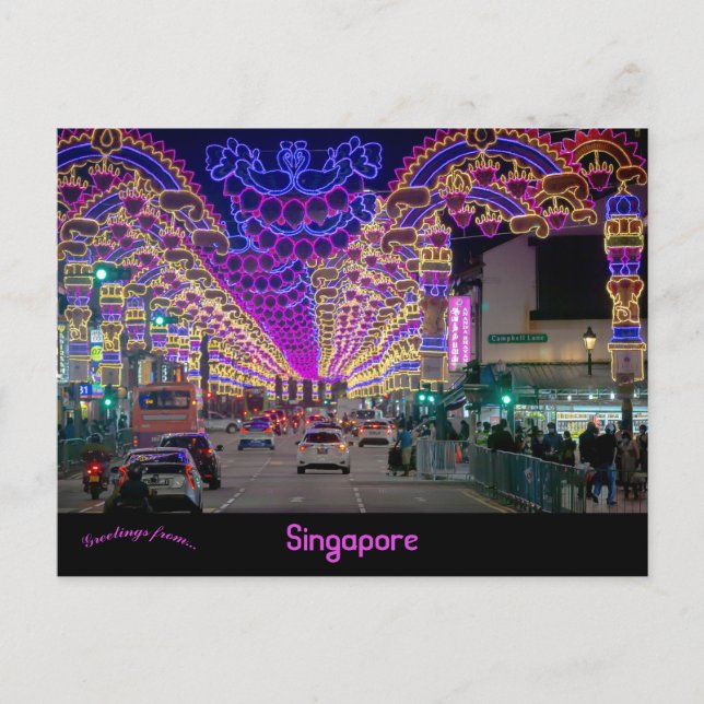 Diwali Festival Little India Singapur Postkarte (Vorderseite)