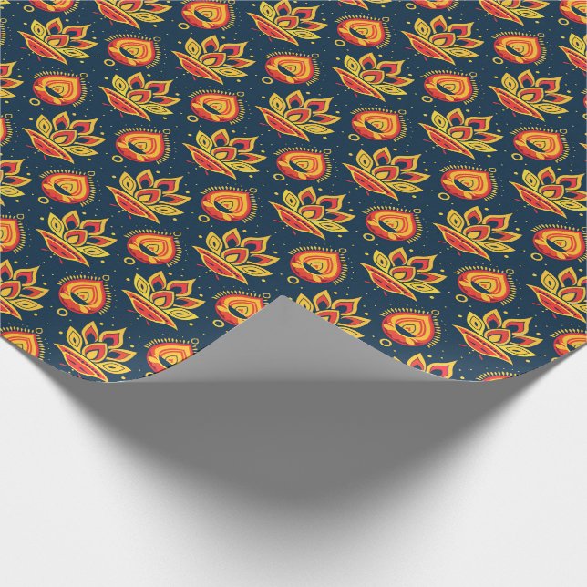Diwali Flame Lotus Harmony Geschenkpapier (Ecke)