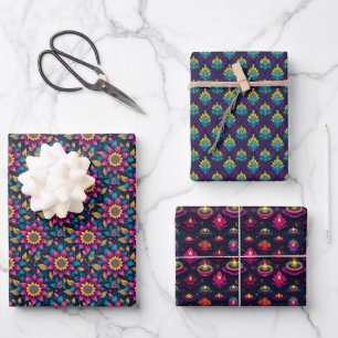 Diwali Floral Pattern Geschenkpapier Set
