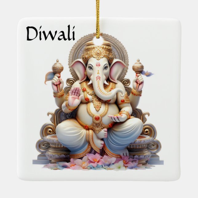 Diwali Ganesha Keramikornament (Rückseite)