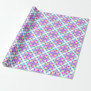 Diwali Giftwrack: rosa, blaue, weiße Rangoli Muste Geschenkpapier