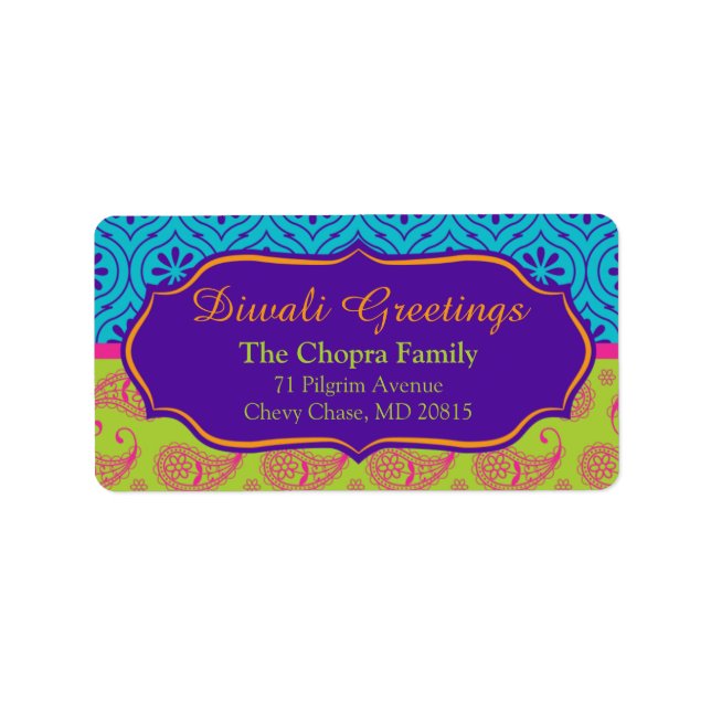 Diwali Gruß Holiday Address Label Adressaufkleber (Vorne)