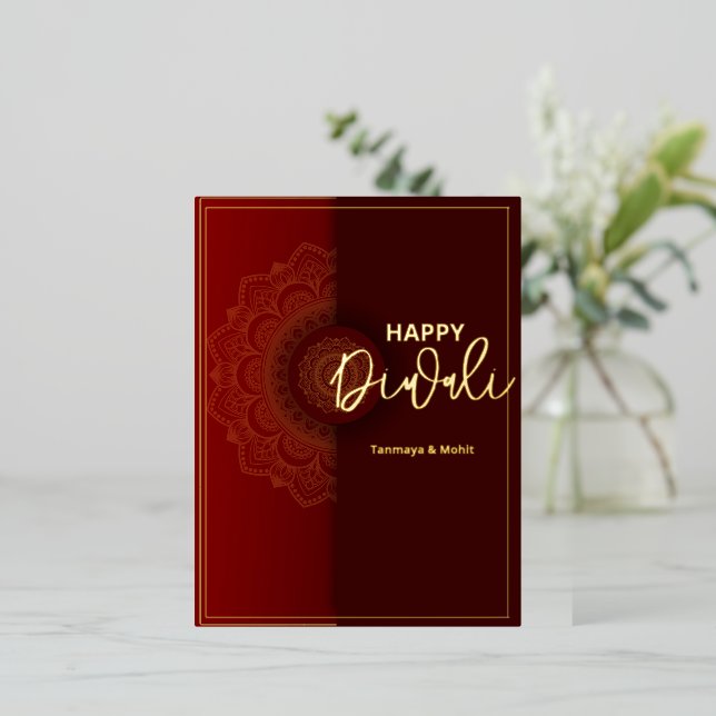 Diwali Grüße Folien Feiertagspostkarte (Stehend vorne)