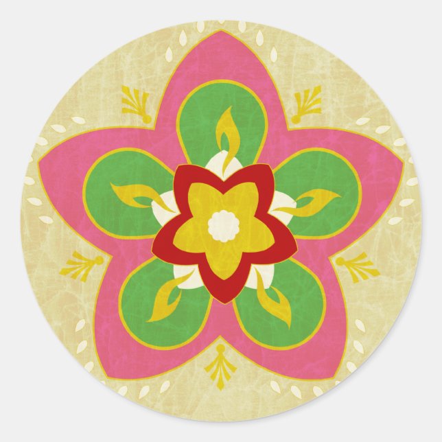 Diwali Grüße rangoli Runder Aufkleber (Vorderseite)