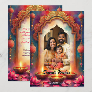 Diwali-Grußkarte mit Laternen-Glanz Einladung