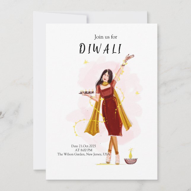 Diwali, indisches Festival Einladung (Vorderseite)