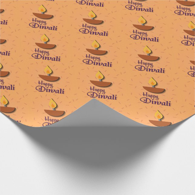 Diwali mit Diya Geschenkpapier (Ecke)