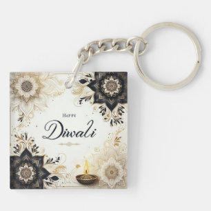 Diwali mit Elegant Floral & Diya Schlüsselanhänger