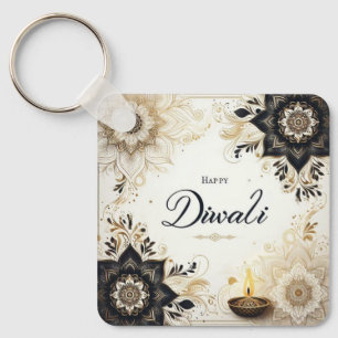 Diwali mit Elegant Floral & Diya Schlüsselanhänger