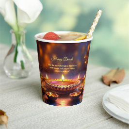 Diwali Orange Brown Golden Lamp Diyas Pappbecher