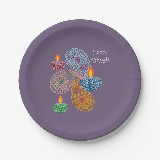 Diwali Paisleys, Lamps Pappteller (Vorderseite)