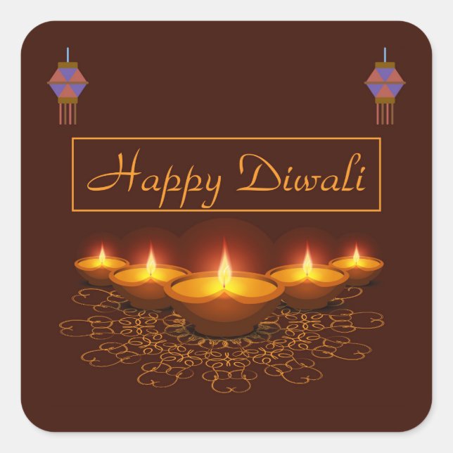 Diwali Quadratischer Aufkleber (Vorderseite)