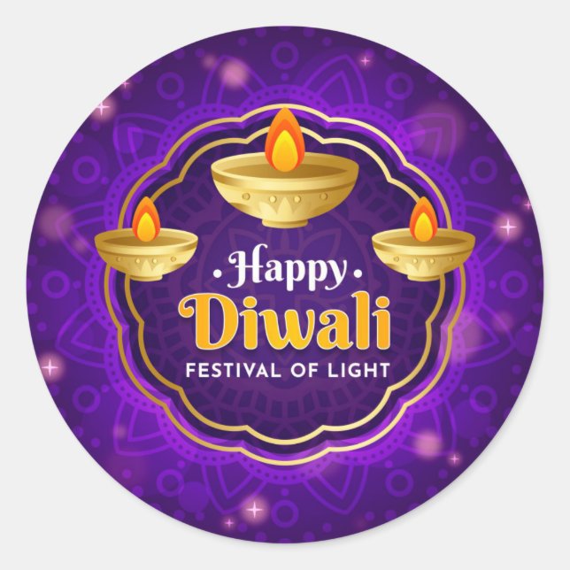 Diwali Runder Aufkleber (Vorderseite)