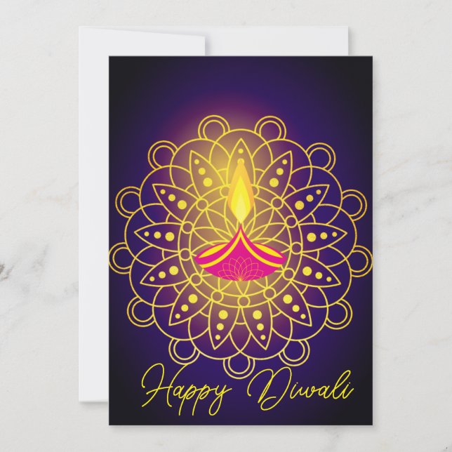 Diwali saluant carte diya de vacances (Devant)