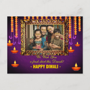Diwali salue le carte photo traditionnel