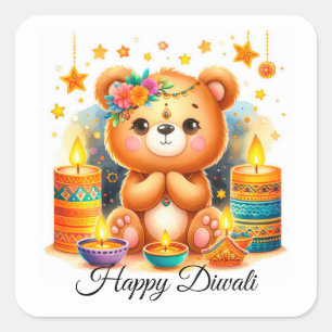 Diwali Vibes Quadratischer Aufkleber