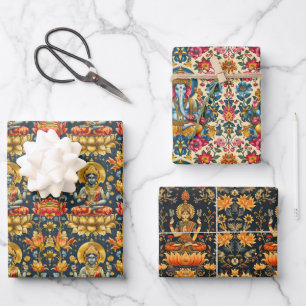 Diwali Wrapping Paper, Hindu Religious Gift Wrap Geschenkpapier Set