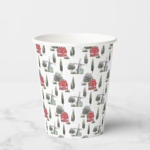 DIXIE Niedliches Land Red Barn Baby Tiere Pappbecher