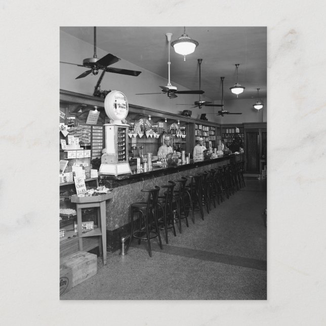 Dixie Soda Fountain, 20er Postkarte (Vorderseite)